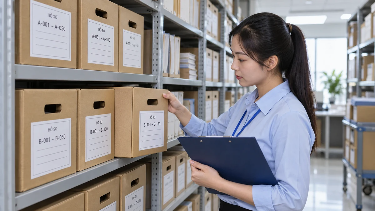 Lưu trữ tài liệu giấy theo mã thùng, dễ tra cứu